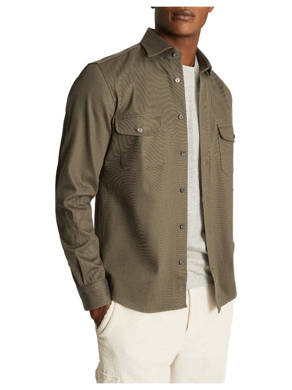 NWOT Reiss Pricey Men's Heavy Twill Overshirt Shirt jacket in Sage Green XL
